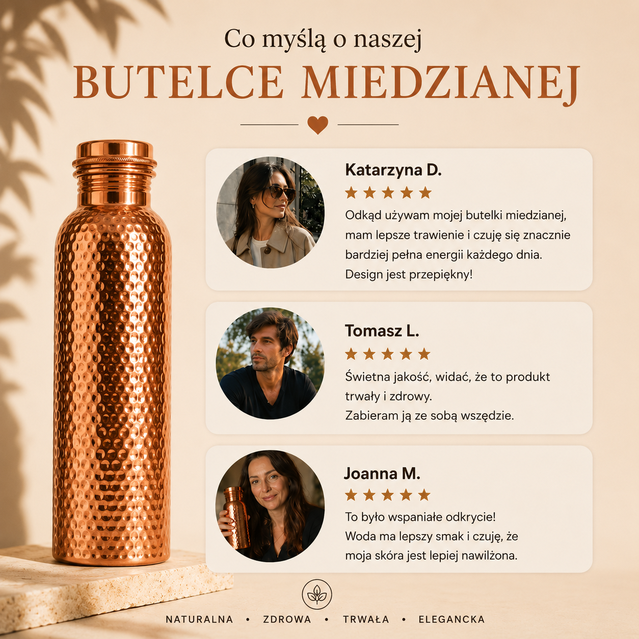 Miedziana Butelka – Doyva™ | Naturalnie Oczyszczona Woda, Bez Plastiku